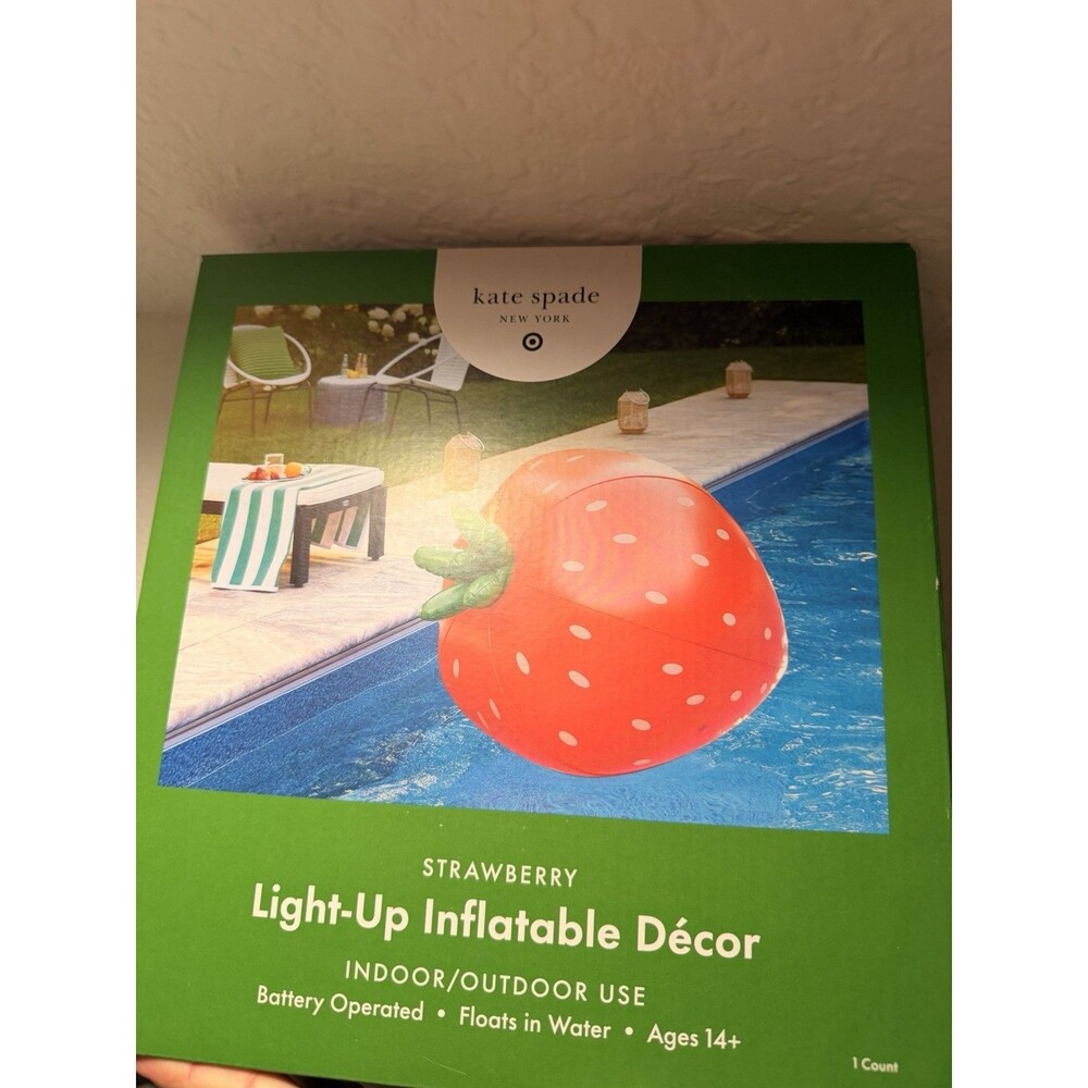 Kate Spade New York Target Strawberry Light Up Inflatable Pool Float Decor NEW